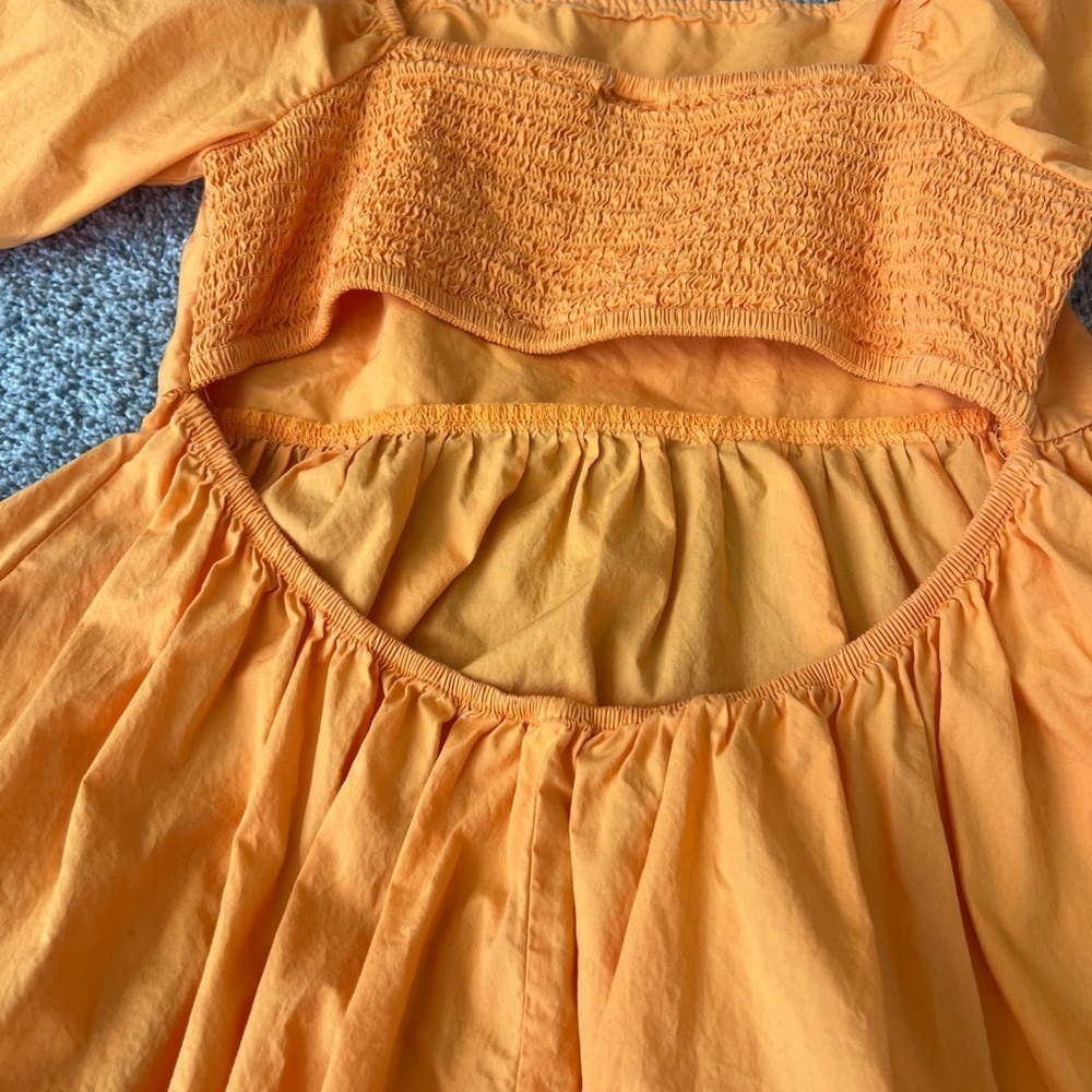 A New Day Women's Puff 3/4 Sleeve Open Back Summer Mini Dress, Orange M Medium - Picture 11 of 13